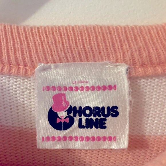 Vintage Women’s Pink and White Sweater Size Large Chorus Line 80s Sweater - Picture 3 of 5